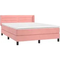 vidaXL Lit boxspring avec matelas rose 140x190 cm velours