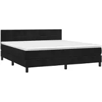 vidaXL Lit boxspring avec matelas noir 160x200 cm velours