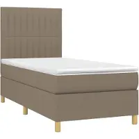 vidaXL Lit Boxspring avec matelas & LED Taupe 100x200 cm Tissu