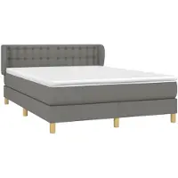 vidaXL Lit boxspring avec matelas gris foncé 140x190 cm Tissu