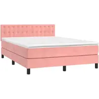 vidaXL Sommier tapissier avec matelas et LED Rose 140x190 cm Velours