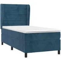 vidaXL Lit boxspring avec matelas bleu foncé 90x200 cm velours