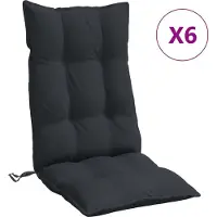 vidaXL Coussins de chaise à dossier haut lot de 6 noir tissu oxford