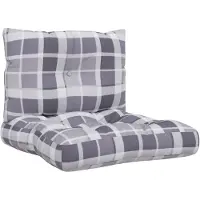 vidaXL Coussins de palette lot de 2 motif à carreaux gris tissu