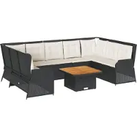 vidaXL Ensemble salon de jardin 7 pièces avec coussins noir poly rotin