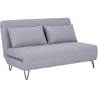AC-DÉCO Canapé en velours convertible en lit 2 places - Gris - L 141 x H 81 x P 90 cm