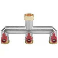 Bradas Manifold pour robinet 3/4" filetage femelle, 3 voies filetage mâle 3/4" avec vannes BR-BR-3134