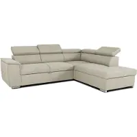 C STORE Canapé d'angle convertible réversible avec coffre - 5 places - DAYTONA - Tissu beige - 260 x 77 / 94 x 216 cm