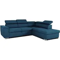 Sonstiges Canapé d'angle convertible réversible avec coffre - 5 places - DAYTONA - Tissu bleu - 260 x 94 x 216 cm