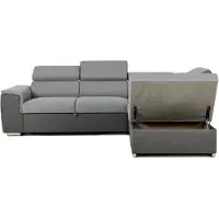 C STORE Canapé d'angle convertible réversible avec coffre - 5 places - DAYTONA - Tissu gris et anthracite - 260 x 77 / 94 x 216 cm