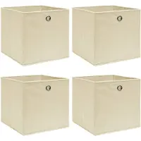 vidaXL Boîtes de rangement 4 pcs. Crème 32x32x32 cm Tissu