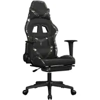 vidaXL Chaise de jeu avec repose-pieds noir et camouflage similicuir