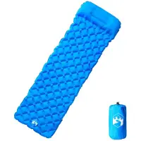 vidaXL Matelas de camping gonflable avec oreiller 1 personne bleu