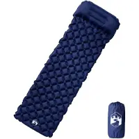 vidaXL Matelas de camping gonflable et oreiller 1 personne bleu marine
