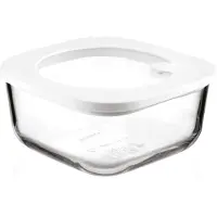 Guzzini - Kitchen Active Design, STORE&MORE GLASS, Récipient hermétique en verre pour réfrigérateur/congélateur/four à micro-ondes (M) - Transparent, 16 x 16 x h7,6 cm | 965 cc - 11330111