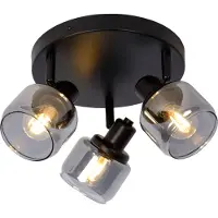 Lucide Plafonnier BJORN noir 3xE14x40W en métal, dimensions : 16,5 x 38 x 38 cm, IP20,