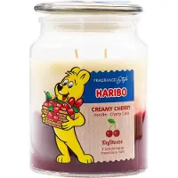 Haribo Bougie parfumée - - Cerise Crémeuse - 510g - Vanille, Pomme Rouge, Prune - Intérieur