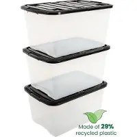Iris Topbox Opbergbox - 45L - Kunststof - Transparant/Zwart - Set van 3 (101951)