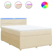 vidaXL Lit boxspring avec matelas Crème 140x200 cm Tissu