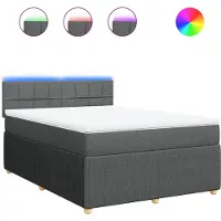 vidaXL Lit boxspring avec matelas gris foncé 140x190 cm Tissu