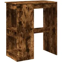 vidaXL Table de bar avec étagère chêne fumé 90x47,5x103,5 cm Bois composite