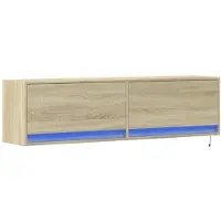 vidaXL Armoire TV murale avec éclairage LED Chêne Sonoma 140x31x38 cm