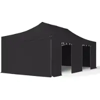 TOOLPORT 4x8 m Tonnelle pliante Alu, PES 800, côtés sans fenêtre, noir