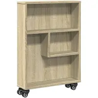 vidaXL Chariot de rangement étroit Chêne Sonoma 48 x 13 x 68 cm Matériau dérivé du bois