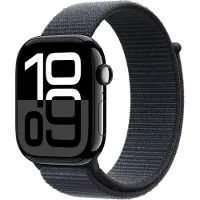 Apple Montre, Watch S10 Cellular boîtier aluminium 46mm en noir corbeau avec boucle sport à encre