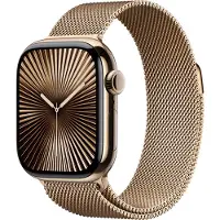 Apple Watch S10 Cellular 42mm Enveloppe en titane doré avec boucle milanaise dorée