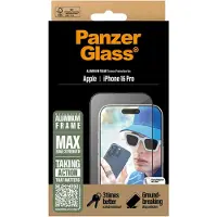 PanzerGlass Protector d'écran avec cadre en aluminium Ultra Wide Fit avec applicateur pour Apple iPhone 16 Pro