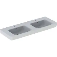 Geberit Renova Plan, lavabo double, 130x48 cm, 1 trou pour robinet, avec trop-plein, 501710, 501.710.00.1