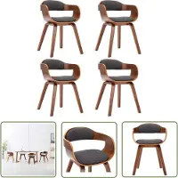 The Living Store Chaises de salle à manger 4 pcs. Tissu gris foncé et bois courbé