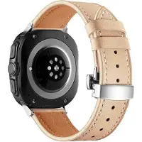 Cover-Discount Galaxy Watch Ultra (47mm) - Bracelet de remplacement en cuir avec boucle papillon (Cuir), Sangles de montre, Beige