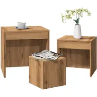 vidaXL Tables gigognes 3 pcs chêne artisanal bois d'ingénierie