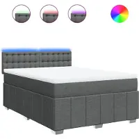 vidaXL Lit boxspring avec matelas gris foncé 140x200 cm Tissu