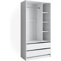 Vicco Armoire Elmo Blanc 100x200cm avec 2 tiroirs, Model 40625