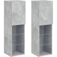 vidaXL Armoires TV avec lampes LED 2 pcs. Gris béton 30,5x30x102 cm