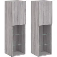 vidaXL Armoires TV avec lampes LED 2 pcs. Gris Sonoma 30,5x30x102 cm