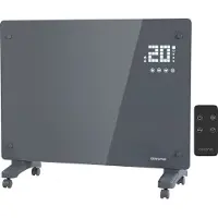 Auronic Radiateur électrique - Radiateur à convection avec thermostat et télécommande - Radiateur à panneau en verre - 1 500 W - Gris
