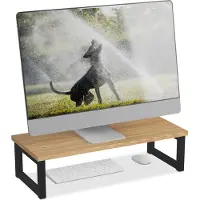 Relaxdays Support de moniteur, Réhausseur pour moniteur, Marron