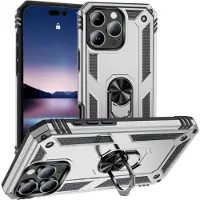 Cover-Discount iPhone 16 Pro Max - Armor Case avec kickstand (Apple iPhone 16 Pro Max), Coque pour téléphone portable, Argent