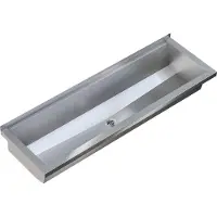 Kwc , bac de douche encastré PLANOX, en acier inoxydable V2A, dimensions 1800 x 210 x 382 mm, fixation murale, bonde centrale, 1 pièce.