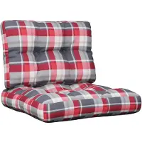 vidaXL Coussins de palette lot de 2 motif à carreaux rouge tissu