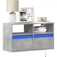 vidaXL Armoire TV murale avec éclairage LED gris béton 80x31x45 cm