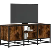 vidaXL Armoire TV chêne fumé 100x35x41 cm Bois composite et métal