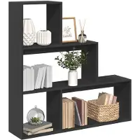 vidaXL Étagère séparatrice de pièce à 3 niveaux noir 123x29x123 cm