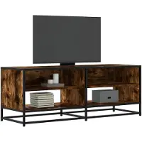 vidaXL Armoire TV chêne fumé 120,5x40x46 cm Bois composite et métal