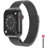 Swissten Mesh band for apple watch 38-40 mm black (38 mm, 40 mm, Acier inoxydable), Sangles de montre, Noir