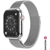 Swissten Mesh band for apple watch 38-40 mm silver (38 mm, 40 mm, Acier inoxydable), Sangles de montre, Argent